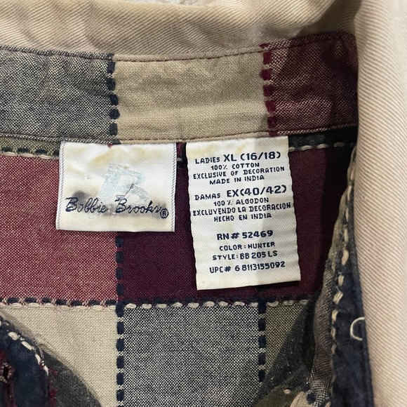 Vtg‎ Bobbie Brooks Long Sleeve Plaid Shirt Embroided Women's XL Cottagecore Fall - Picture 4 of 8
